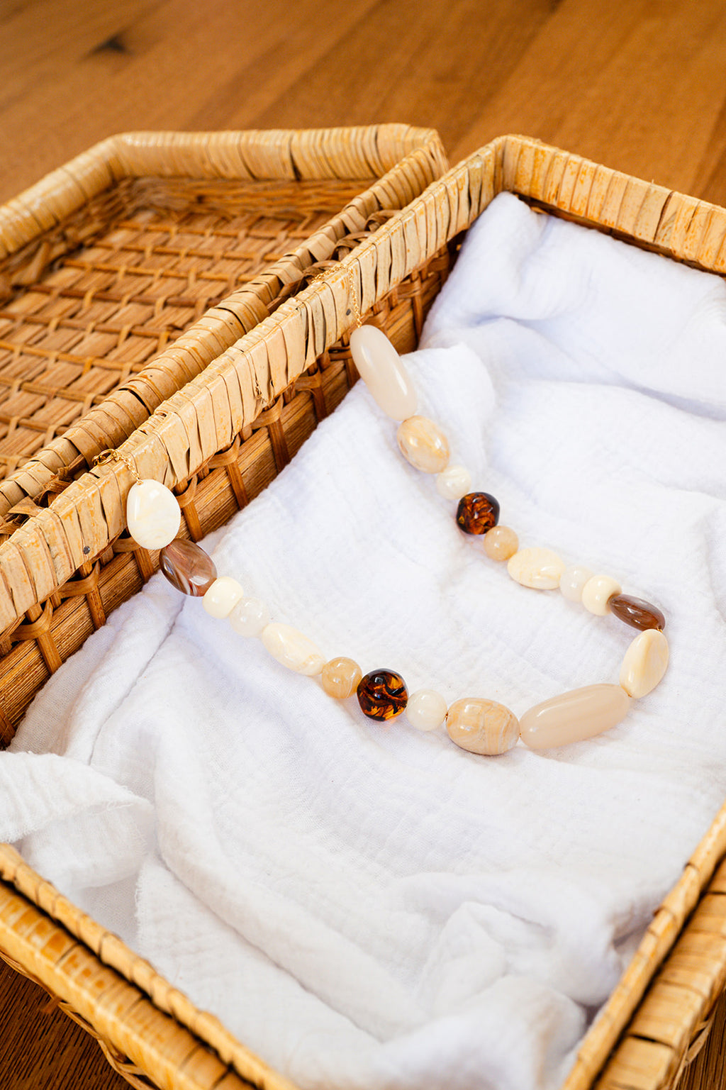 Collier Lou beige marron
