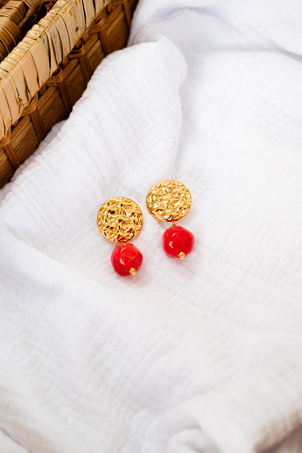 Boucles d'oreilles Colette rouge corail