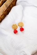 Boucles d'oreilles Colette rouge corail