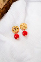 Boucles d'oreilles Colette rouge corail