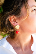 Boucles d'oreilles Colette rouge corail