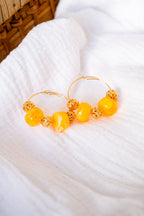Boucles d'oreilles Flo orange & doré