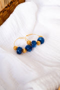 Boucles d'oreilles Flo bleu foncé & doré
