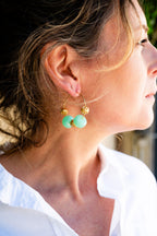Boucles d'oreilles Flo vert & doré