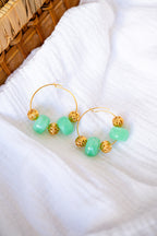 Boucles d'oreilles Flo vert & doré