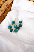 Boucles d'oreilles corail vert canard & doré GF