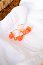 Boucles d'oreilles corail fluo & doré