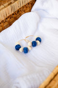 Boucles d'oreilles Justine bleu & crème