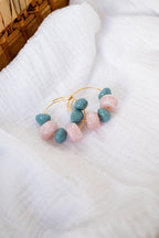 Boucles d'oreilles Justine rose & bleu