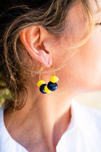 Boucles d'oreilles Justine bleu & jaune