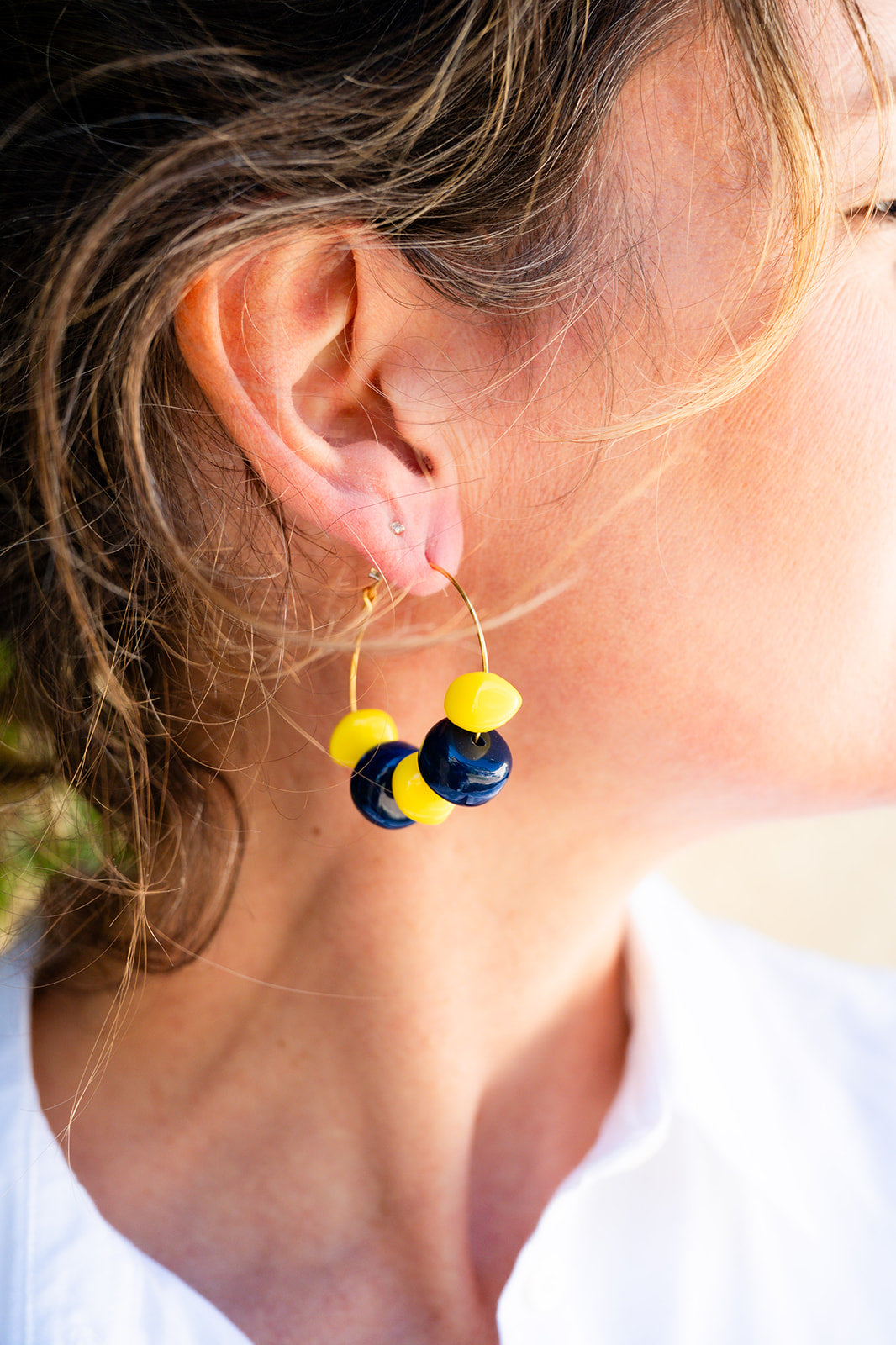 Boucles d'oreilles Justine bleu & jaune