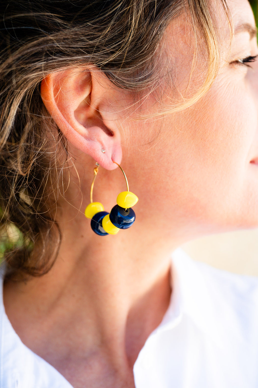 Boucles d'oreilles Justine bleu & jaune