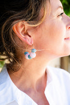 Boucles d'oreilles Justine rose & bleu