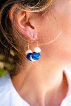 Boucles d'oreilles Justine bleu & crème