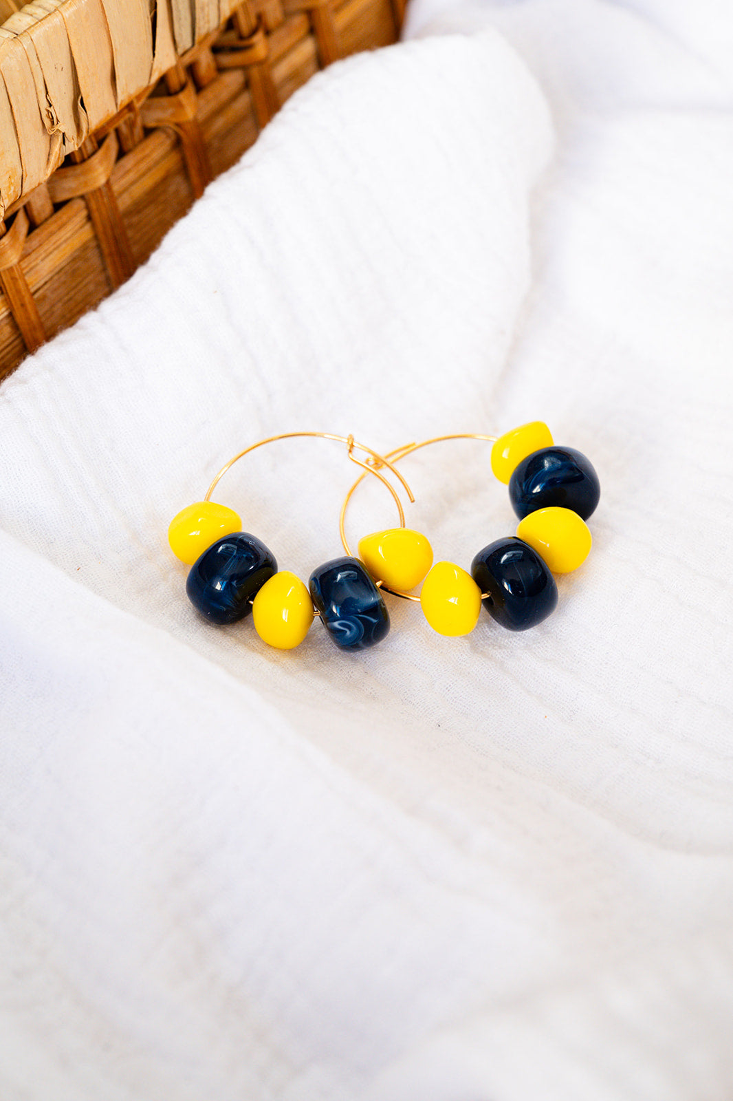 Boucles d'oreilles Justine bleu & jaune