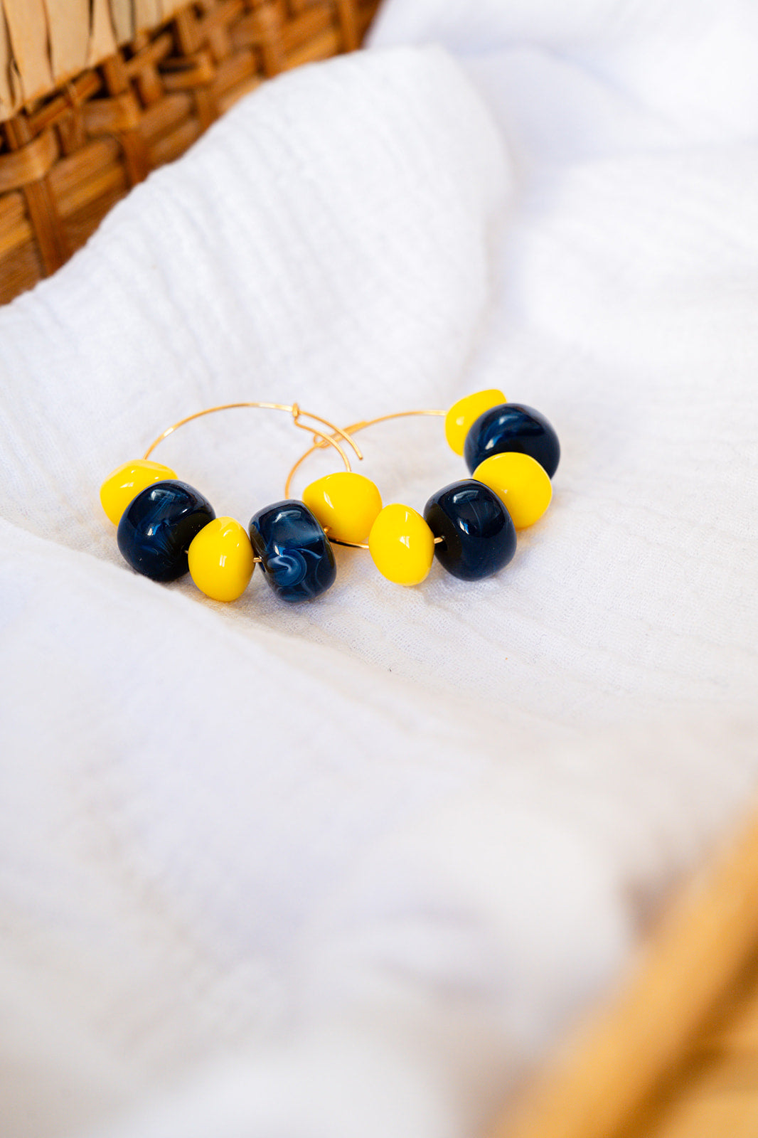 Boucles d'oreilles Justine bleu & jaune